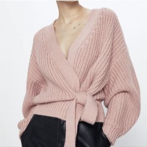 Zara Belted Cardigan Pink Large